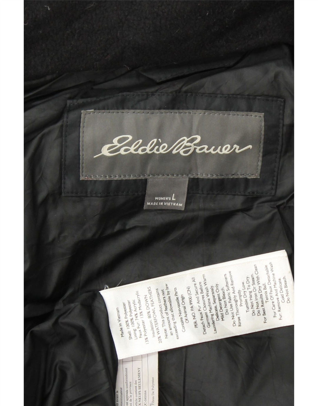 EDDIE BAUER Womens Hooded Padded Coat UK 16 Large Black Polyester Vintage Eddie Bauer and Second-Hand Eddie Bauer from Messina Hembry 
