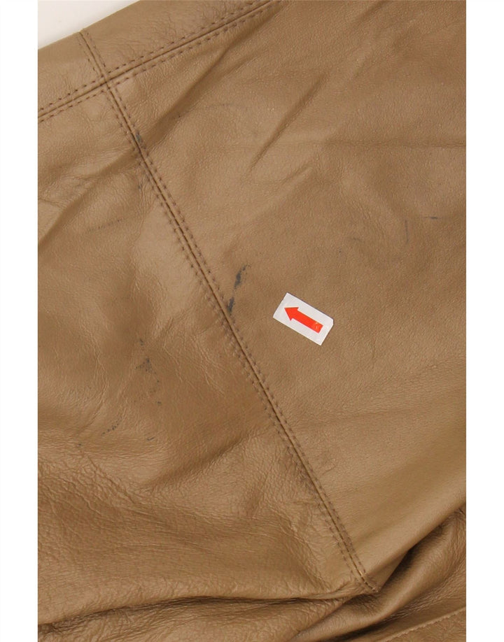 VINTAGE ženski preveliki kožni kaput s kapuljačom IT 46, velika smeđa koža