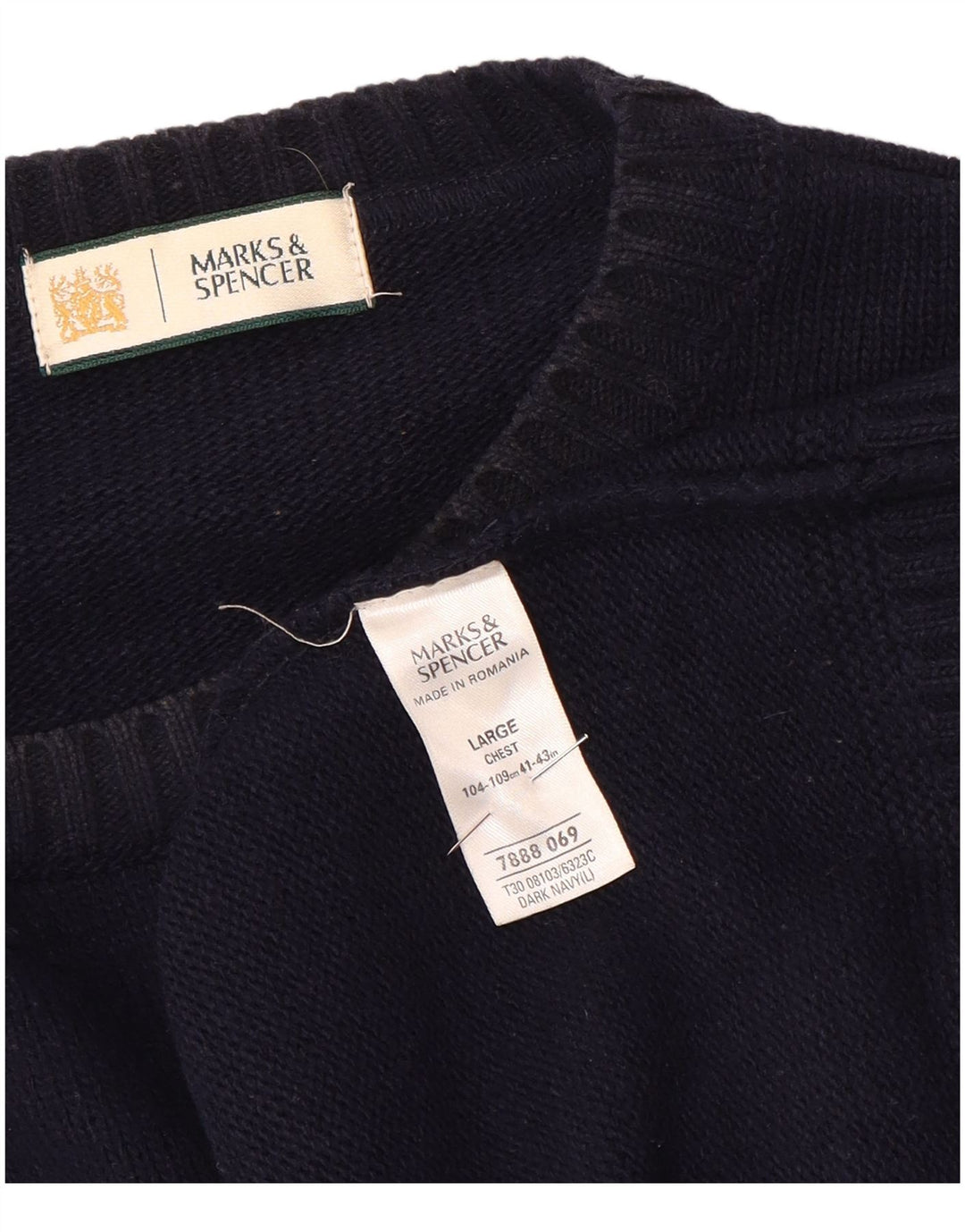 Marks & Spencer muški džemper s lađastim izrezom, veliki tamnoplavi akril