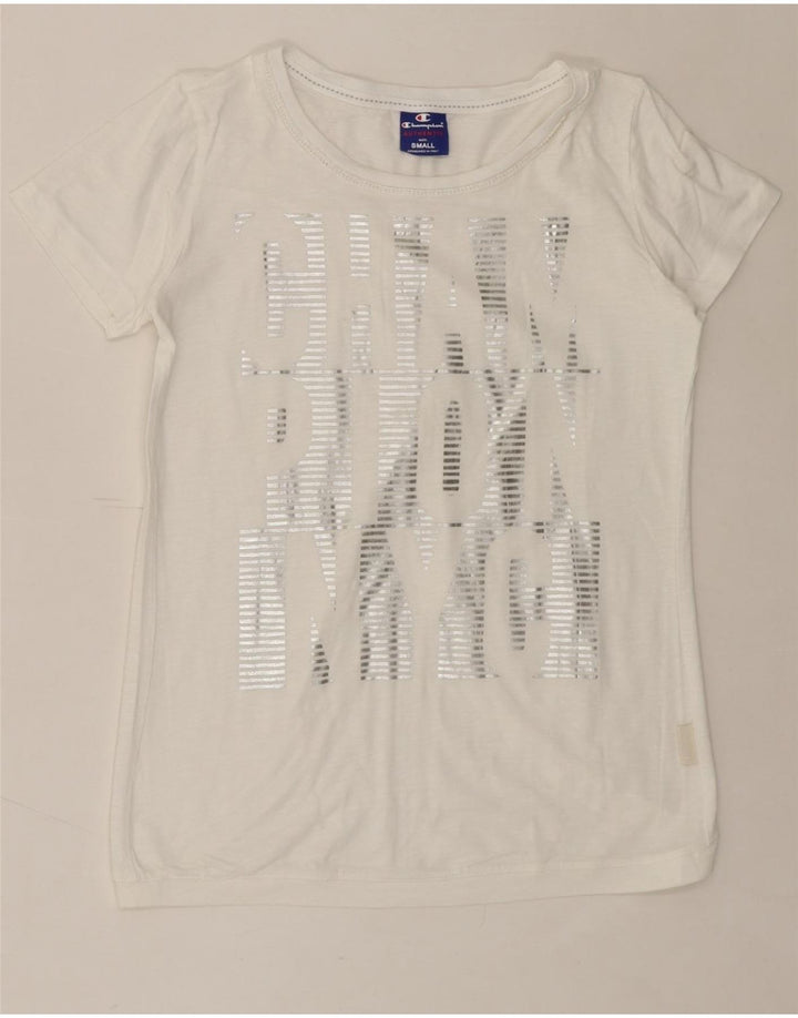CHAMPION Womens Graphic T-Shirt Top UK 10 Small White Vintage Champion and Second-Hand Champion from Messina Hembry 