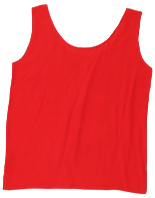 VINTAGE Womens Vest Top UK 10 Small Red Silk
