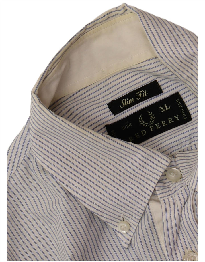 FRED PERRY Muška uska košulja XL s plavim prugama