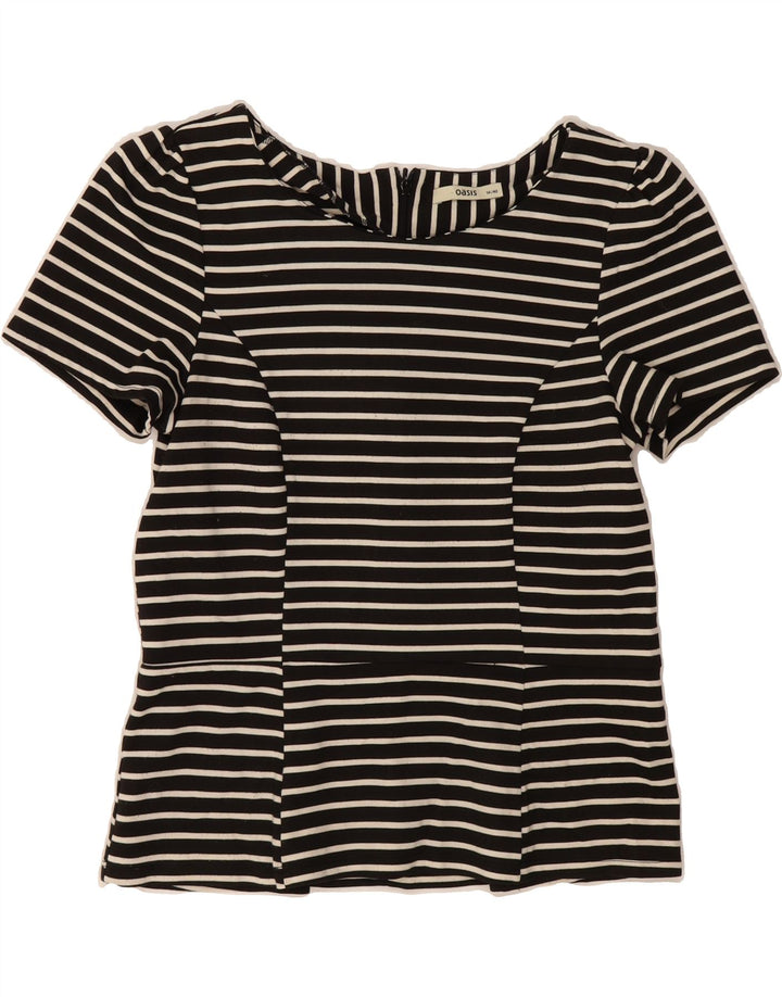 OASIS Womens Blouse Top UK 14 Medium  Navy Blue Striped Polyester Vintage Oasis and Second-Hand Oasis from Messina Hembry 