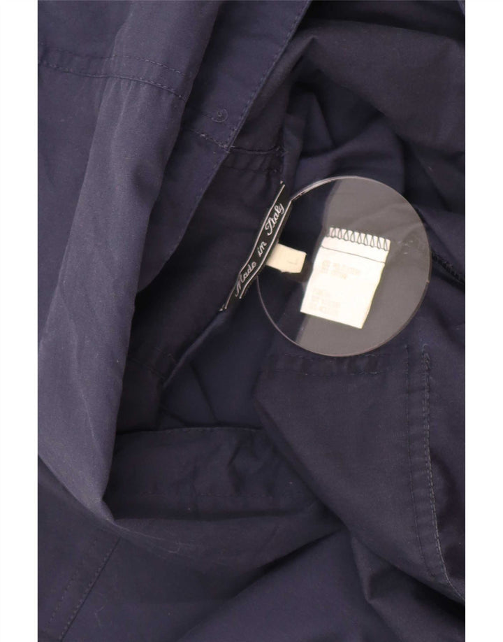 Vintage ženski preveliki kaput s kapuljačom UK 16 Large tamnoplavi poliester