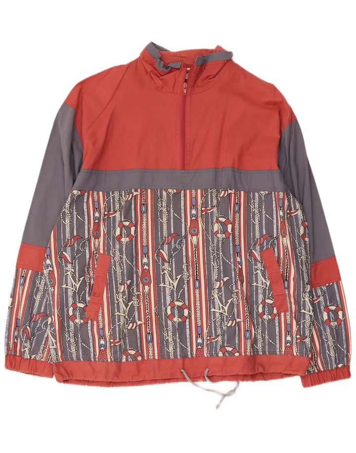 SHAMP Mens Abstract Pattern Bomber Jacket UK 40 Large Red Colourblock