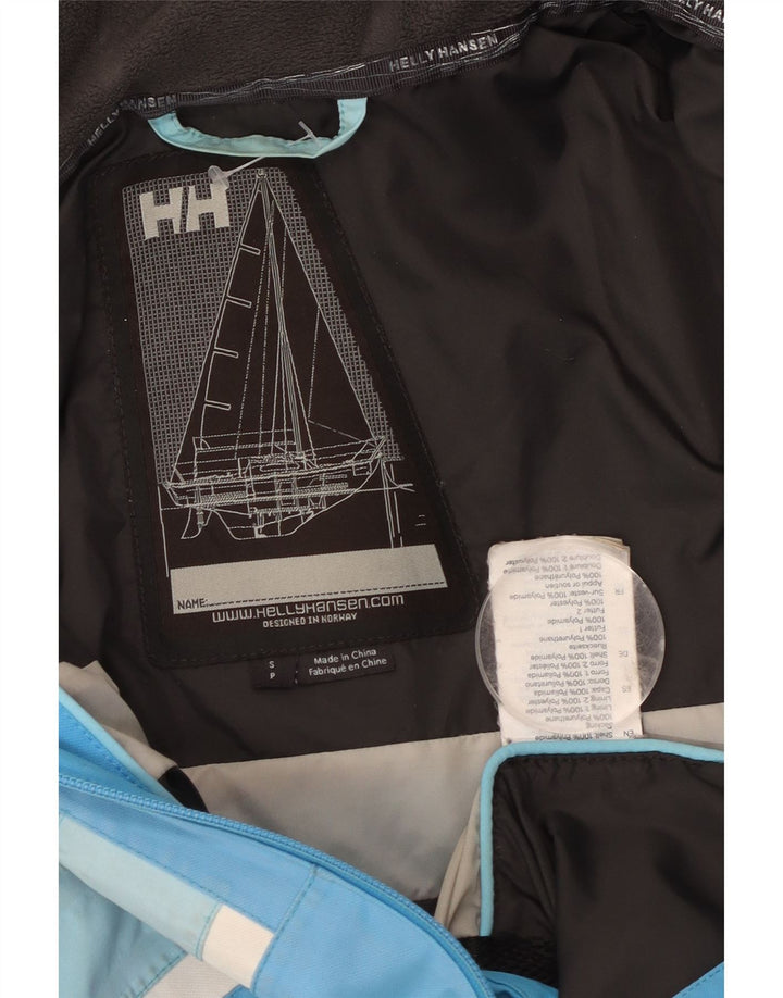HELLY HANSEN Mens Graphic Hooded Ski Jacket Small Blue Colourblock