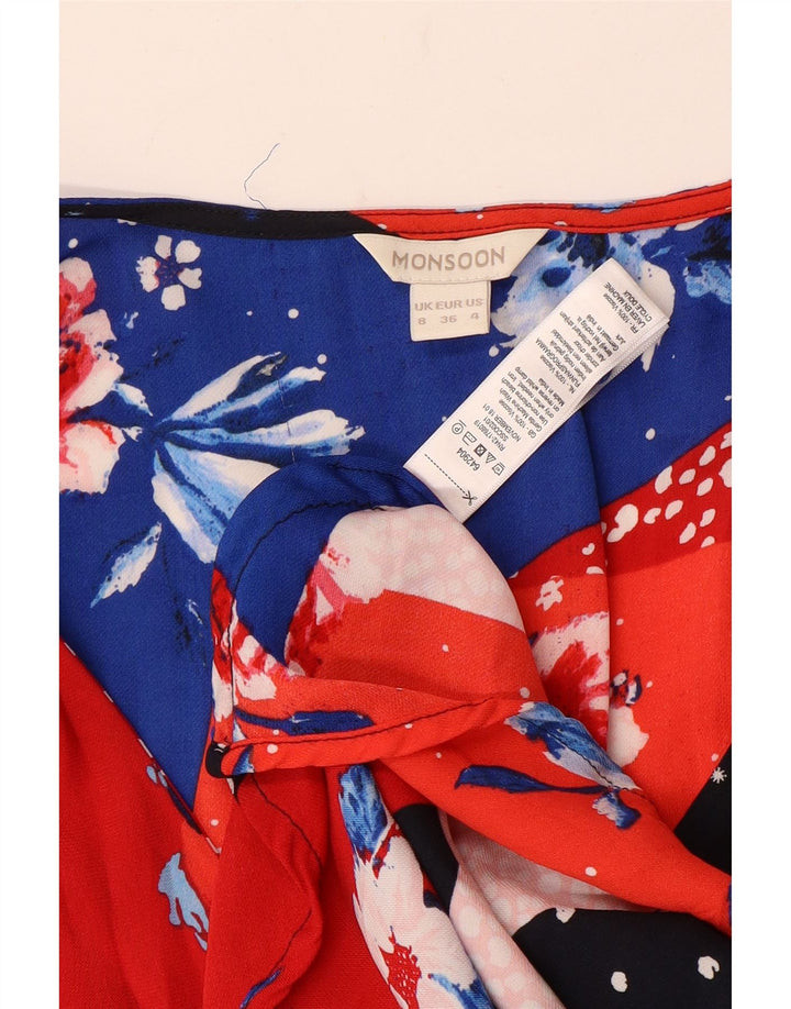 Monsoon ženska maksi haljina UK 8 Mala raznobojna patchwork viskoza