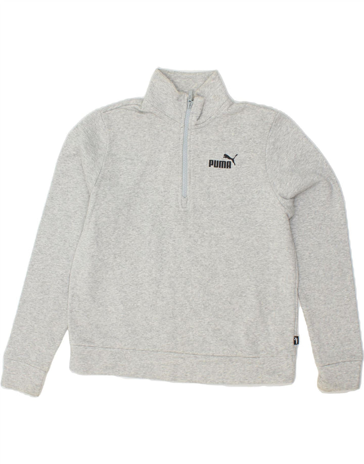 PUMA Womens Zip Neck Sweatshirt Jumper UK 14 Medium Grey Cotton Vintage Puma and Second-Hand Puma from Messina Hembry 