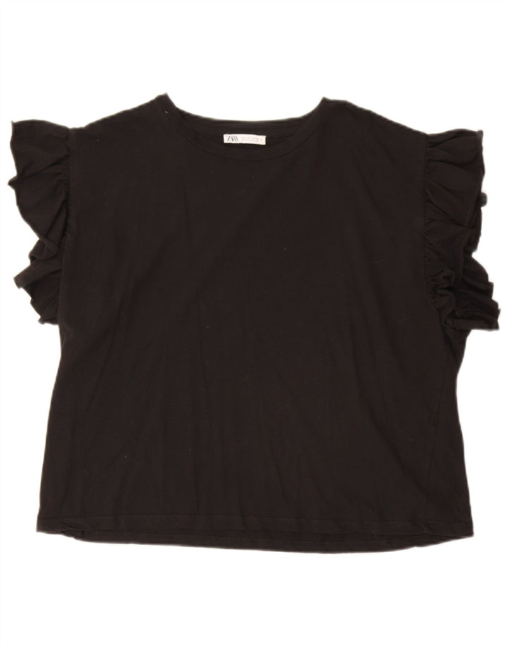 ZARA Womens Blouse Top UK 14 Large Black