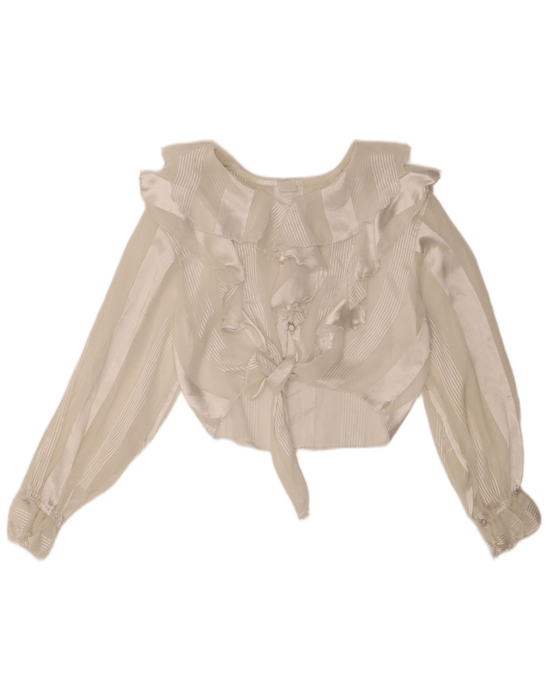 Vintage ženski prozirni crop top UK 10 srednje bijele pruge