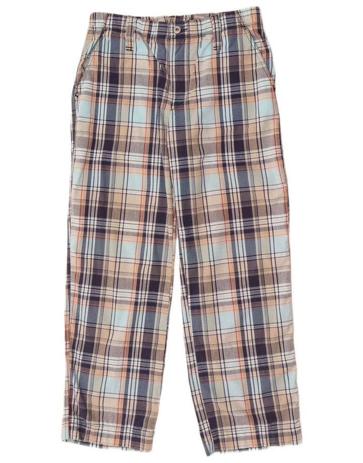 Think Pink muške široke chino hlače srednjeg kroja W30 L29 višebojni karirani