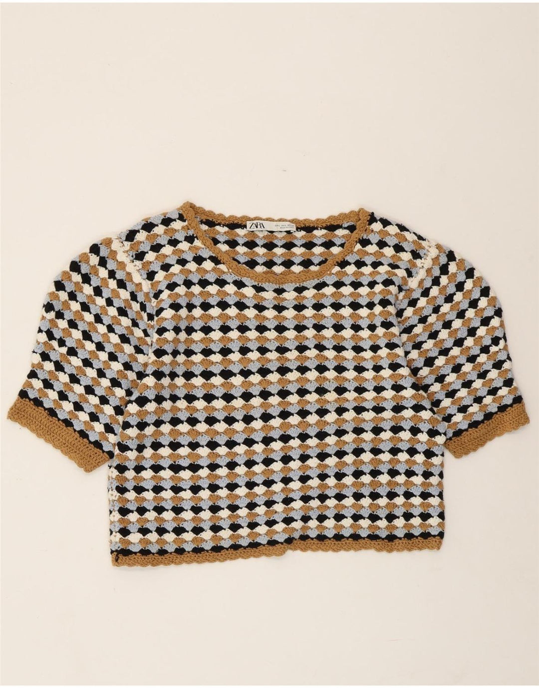 ZARA ženski pulover s kratkim izrezom UK 14 Veliki višebojni