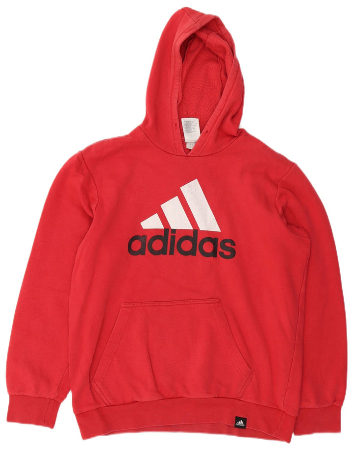 ADIDAS muška majica s kapuljačom s kapuljačom, srednji crveni pamuk
