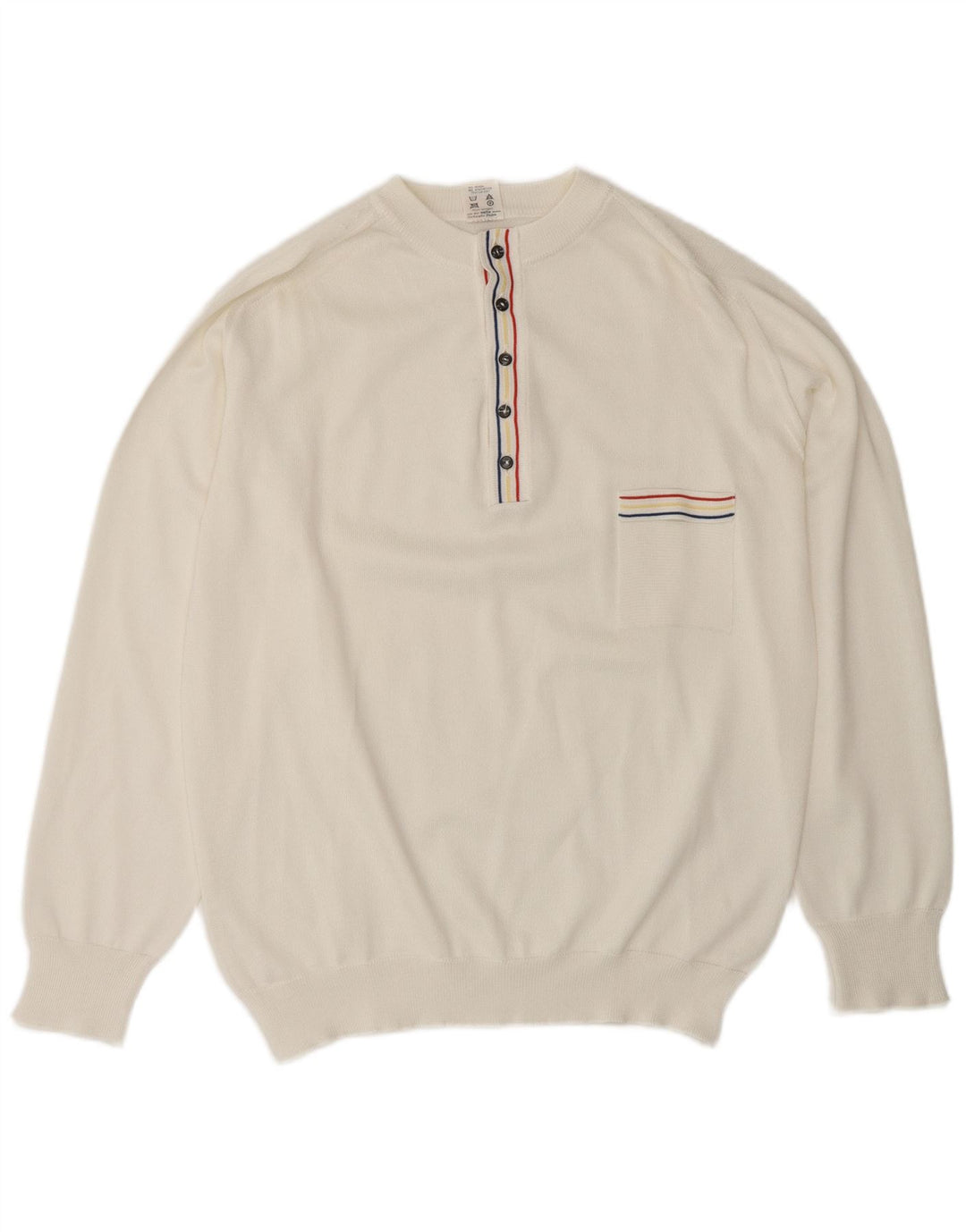 VINTAGE muški džemper s dugmadima i ovratnikom srednje bijele boje