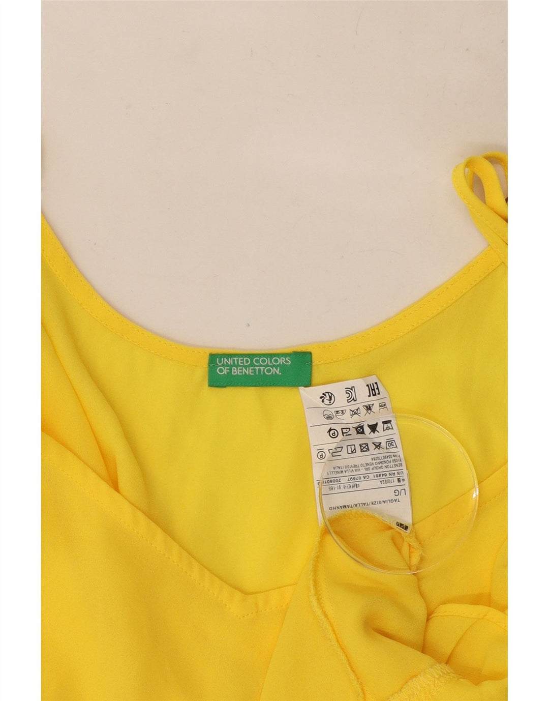 Benetton ženski gornji dio majice UK 16 veliki žuti poliester