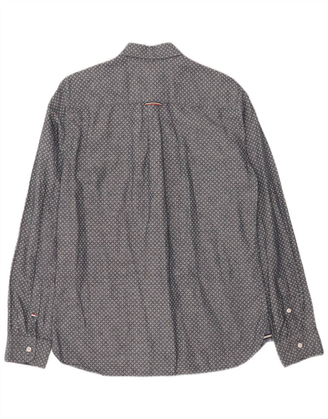 TOMMY HILFIGER Mens Shirt Medium Navy Blue Spotted Cotton