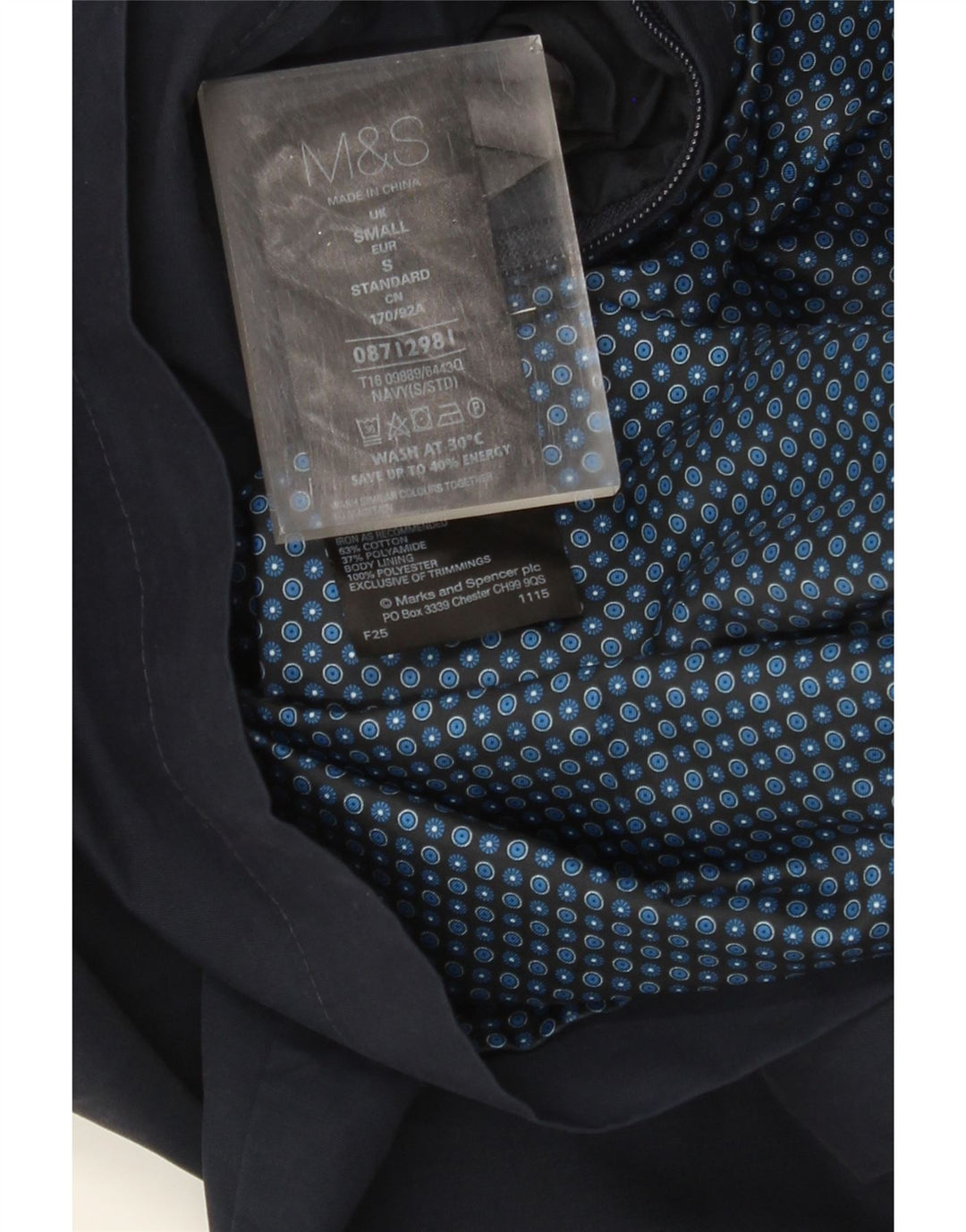 MARKS & SPENCER Muška bomber jakna UK 36 Mala mornarsko plava pamuk