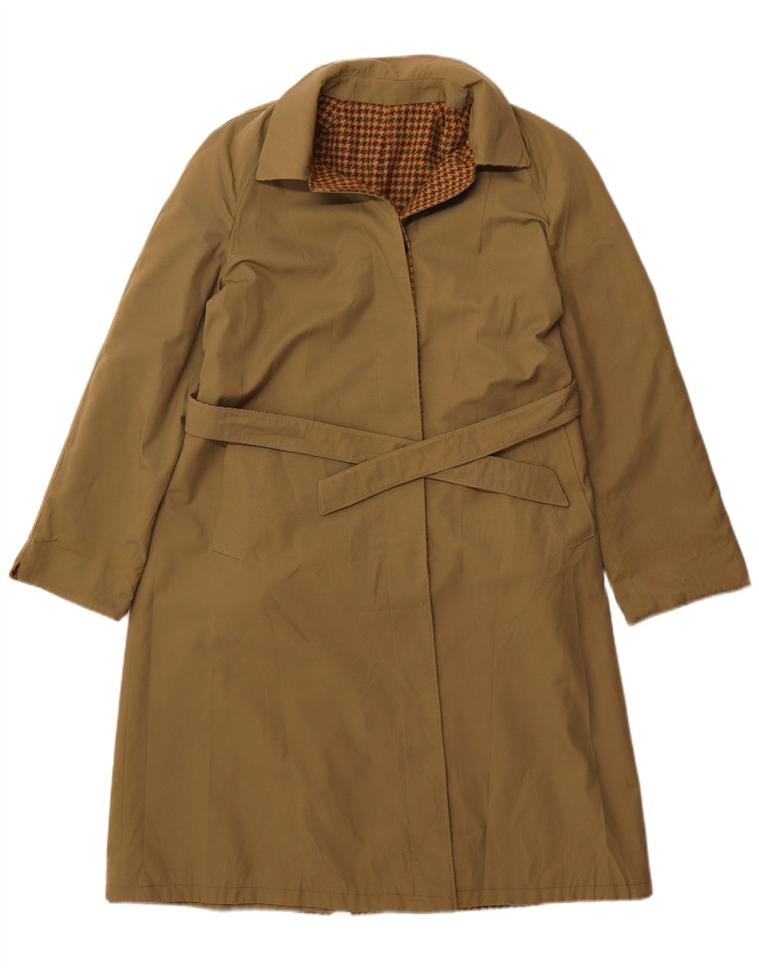 Vintage ženski reverzibilni gornji kaput UK 14 srednje smeđe ptičje zube