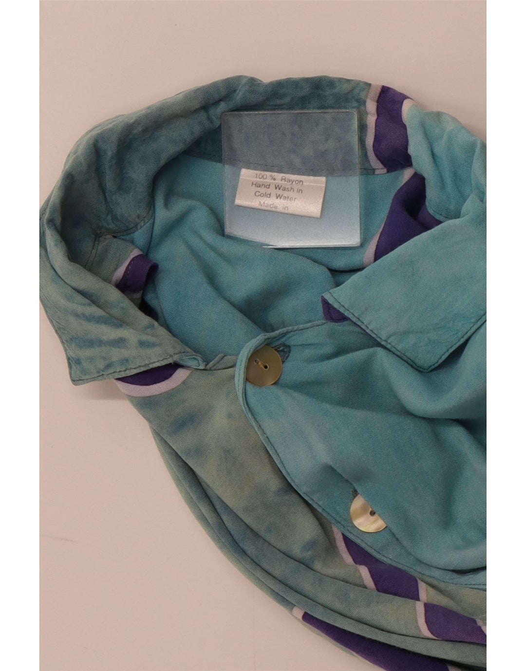 VINTAGE muška košulja s apstraktnim uzorkom XL od plave svile