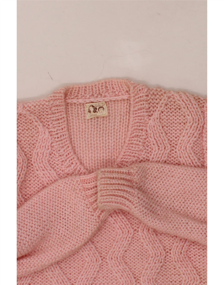 CONFEZIONI Womens V-Neck Jumper Sweater IT 42/44 Medium Pink Polyester Vintage Confezioni and Second-Hand Confezioni from Messina Hembry 