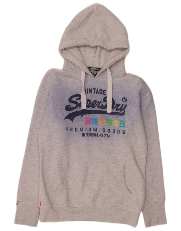 SUPERDRY Ženska majica s kapuljačom s kapuljačom s kapuljačom UK 14 Srednje sivi flekasti pamuk