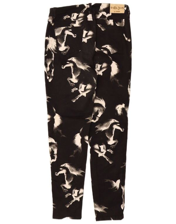 DESIGUAL ženske uske ležerne hlače EU 44 XL W34 L31 crni životinjski print