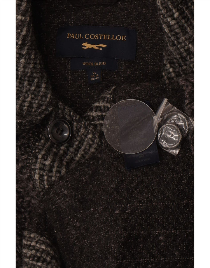 Paul Costelloe Ženski preveliki kaput UK 16 Large Grey Colourblock Wool