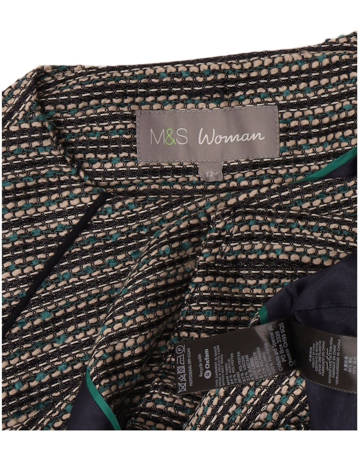 Marks & Spencer ženski kratki sako jakna UK 12 Srednje siva prugasta akrilna