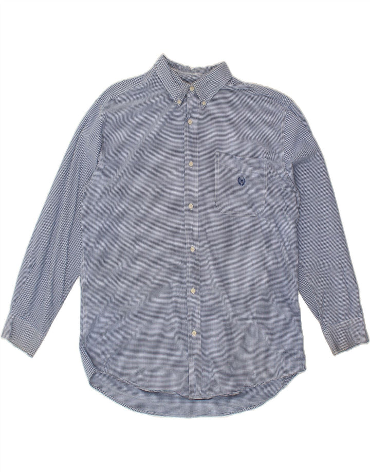 CHAPS Mens Shirt Large Navy Blue Gingham Cotton Vintage Chaps and Second-Hand Chaps from Messina Hembry 