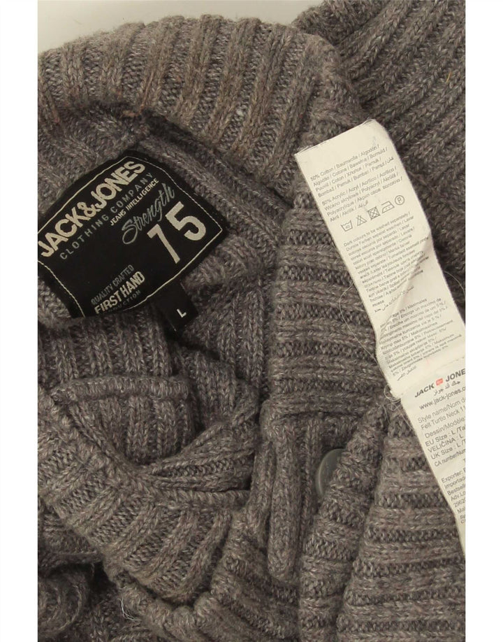 Jack & Jones muški džemper s dugmadima i ovratnikom Veliki sivi pamuk