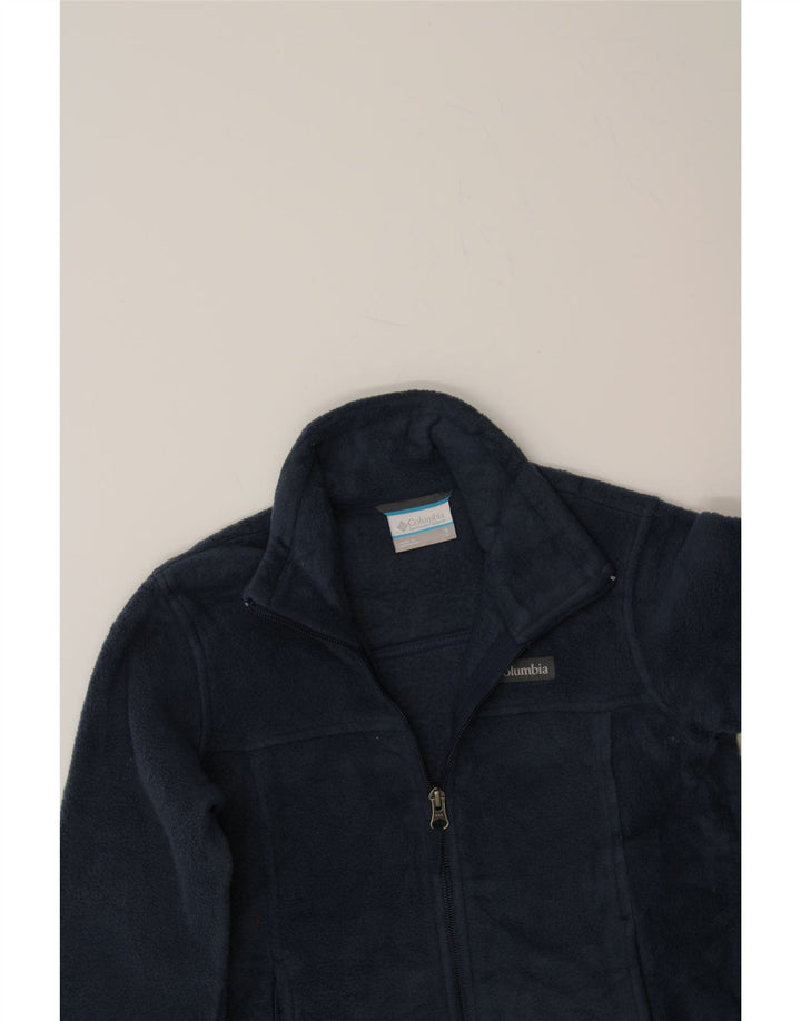 COLUMBIA Girls Fleece Jacket 7-8 Years Small  Navy Blue Polyester Vintage Columbia and Second-Hand Columbia from Messina Hembry 