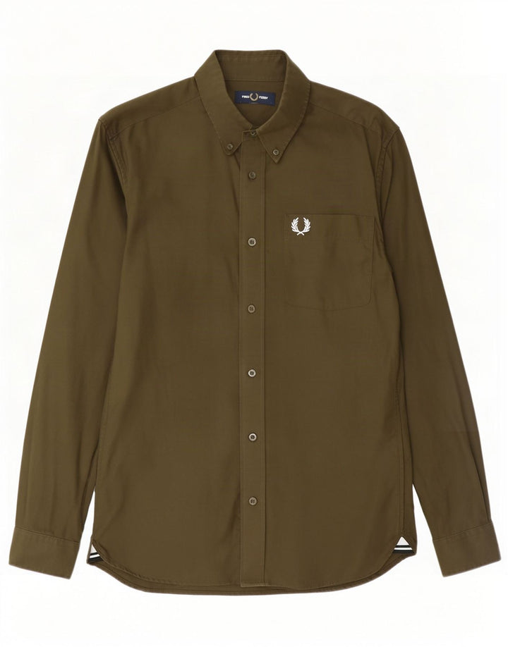 Fred Perry muška košulja male boje kaki pamuka