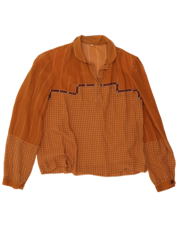Vintage ženska majica dugih rukava IT 48 XL smeđa geometrijska