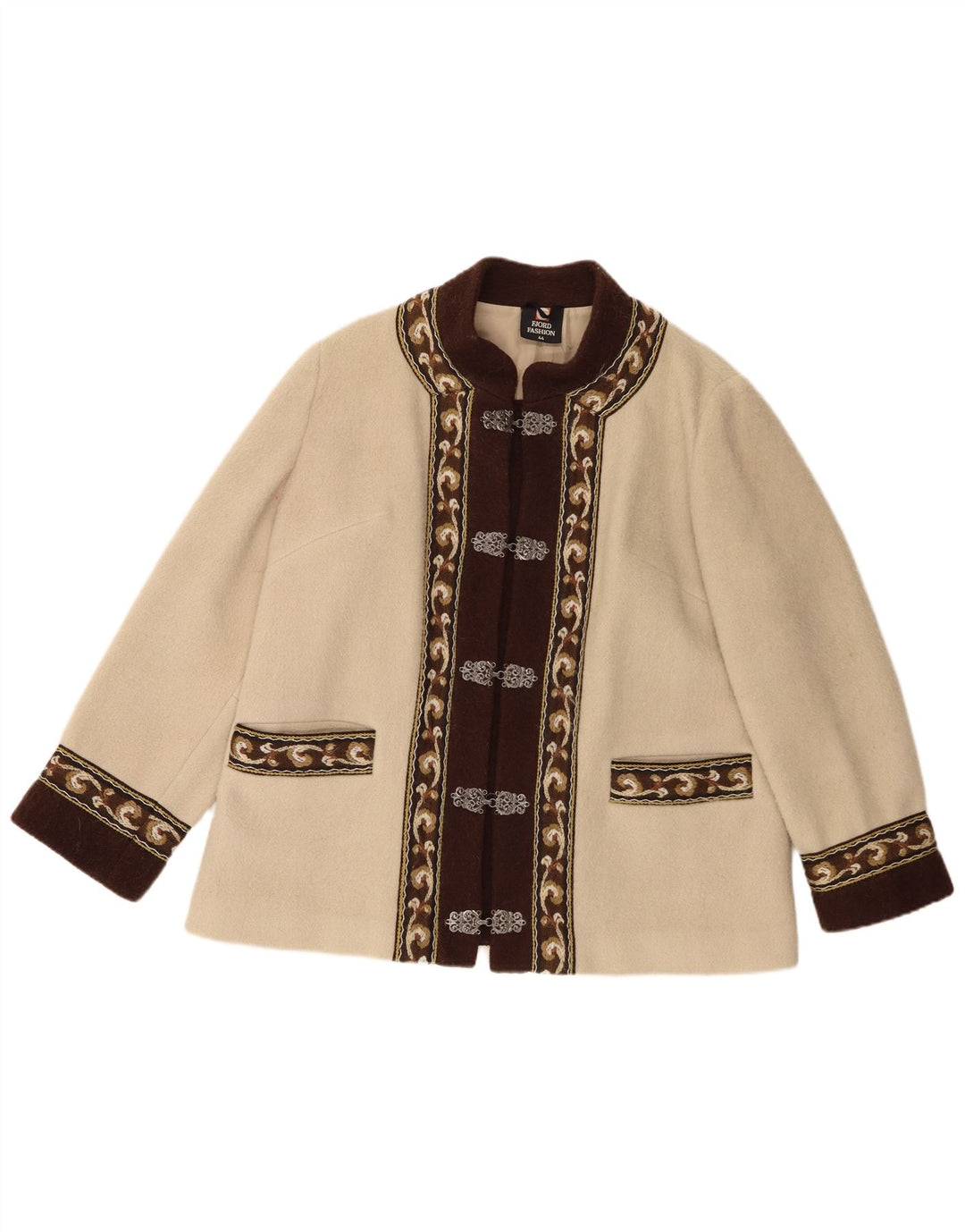 Fjord ženski sako jakna EU 44 XL bež Fair Isle vunena retro boja