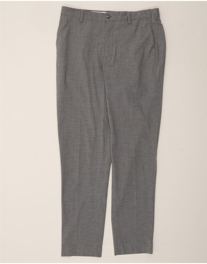 ZARA Womens Slim Chino Trousers EU 42 Large W32 L30 Grey Check Polyester Vintage Zara and Second-Hand Zara from Messina Hembry 