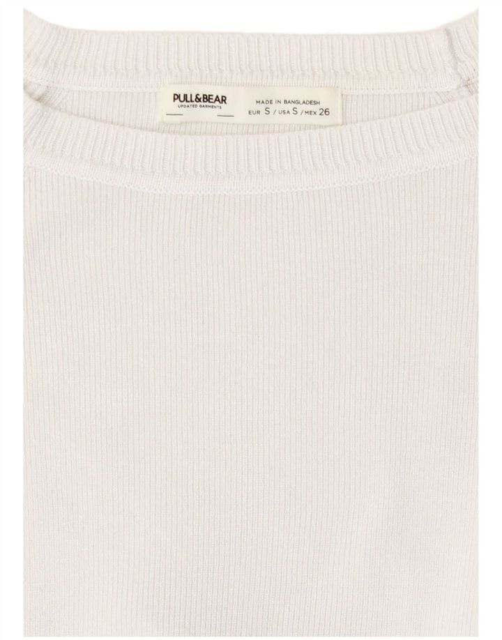 Pull & Bear ženski kratki rukav dugih rukava UK 8 Mala bijela viskoza
