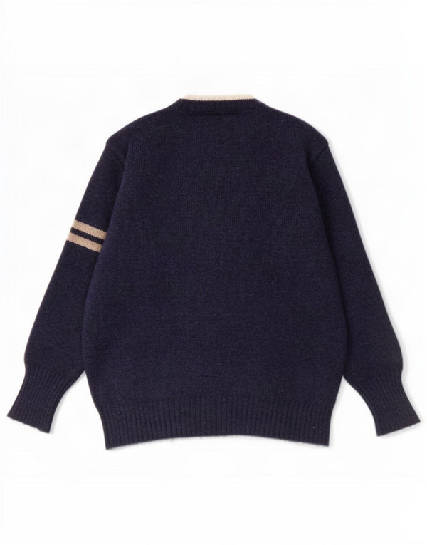 Woolrich muški džemper s V-izrezom 2XL vuneni tamnoplavi prugasti