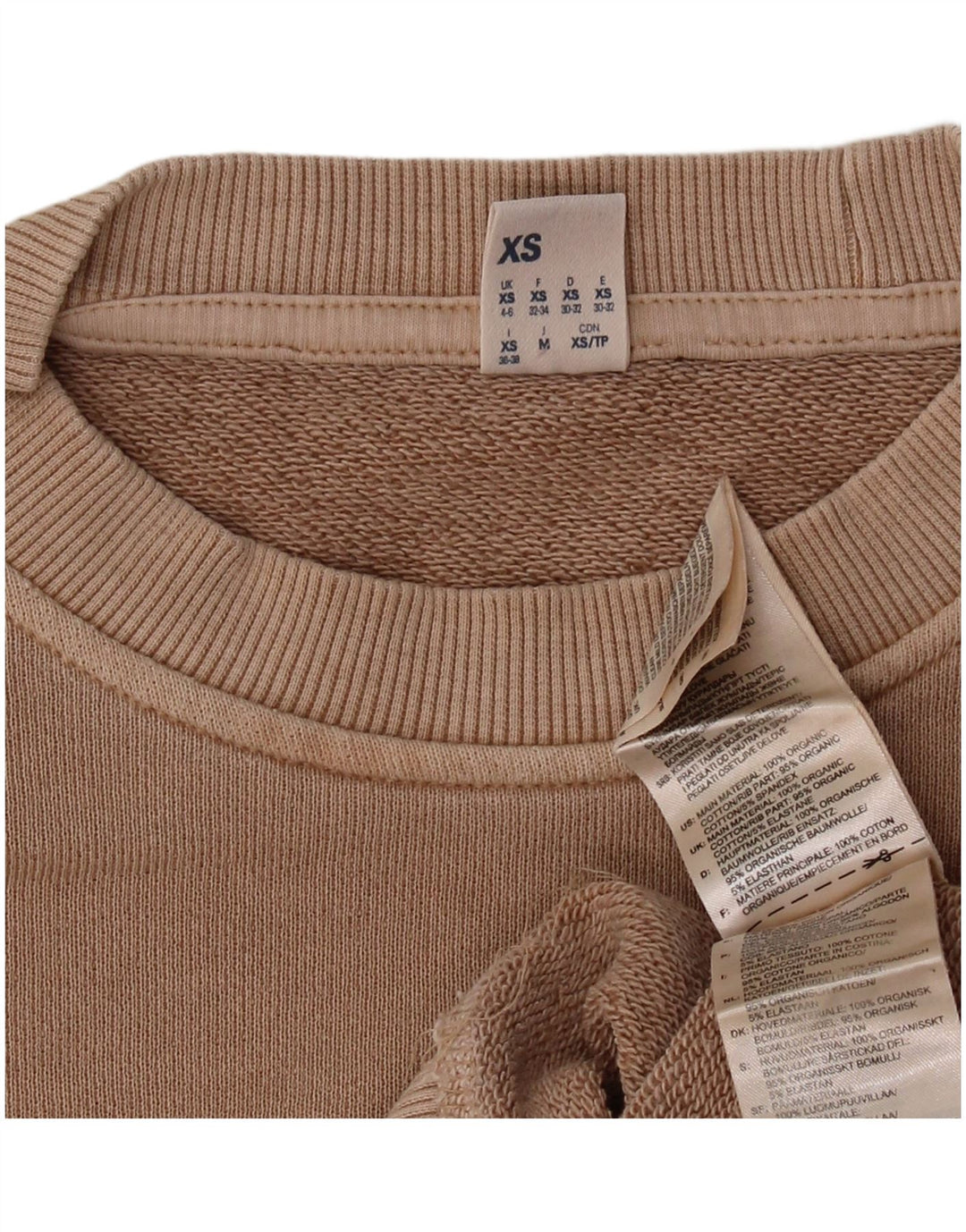 REEBOK Ženska prekomjerna majica s kratkim rukavima UK 4/6 XS Bež pamuk