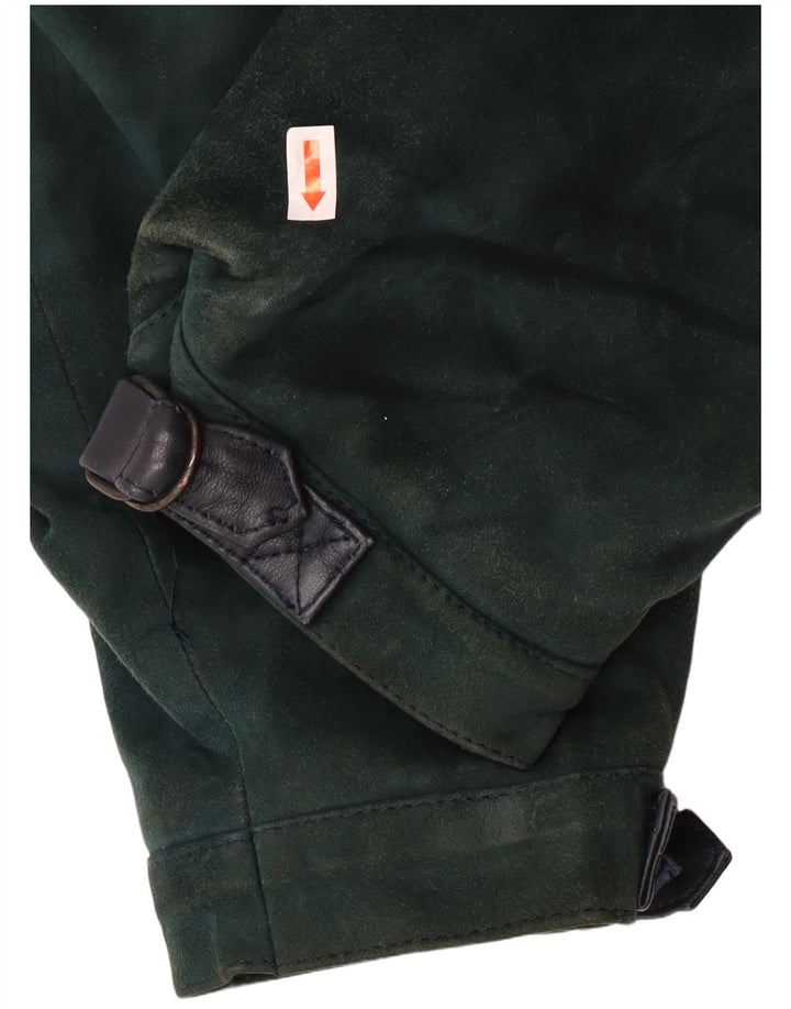 VINTAGE ženska uspravna kožna jakna UK 6 XS tamnoplava