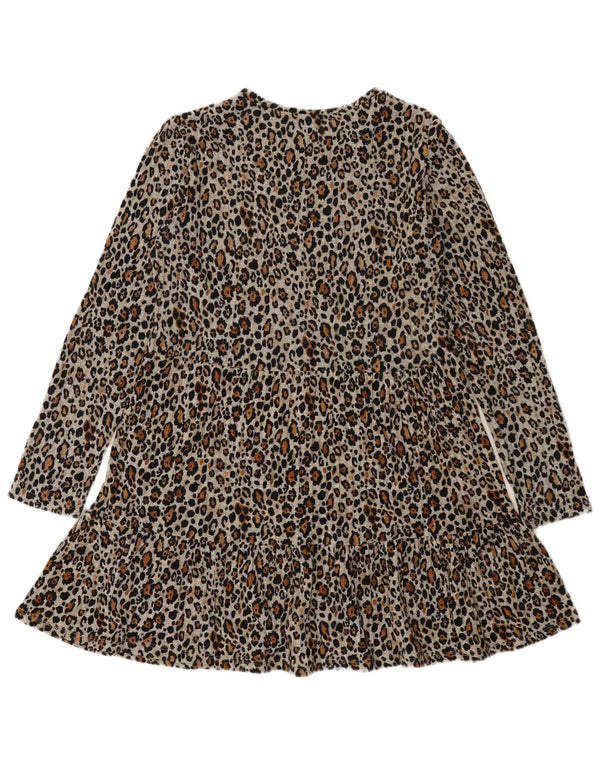 Zara ženska haljina A-kroja dugih rukava UK 12 Srednje sivi životinjski print