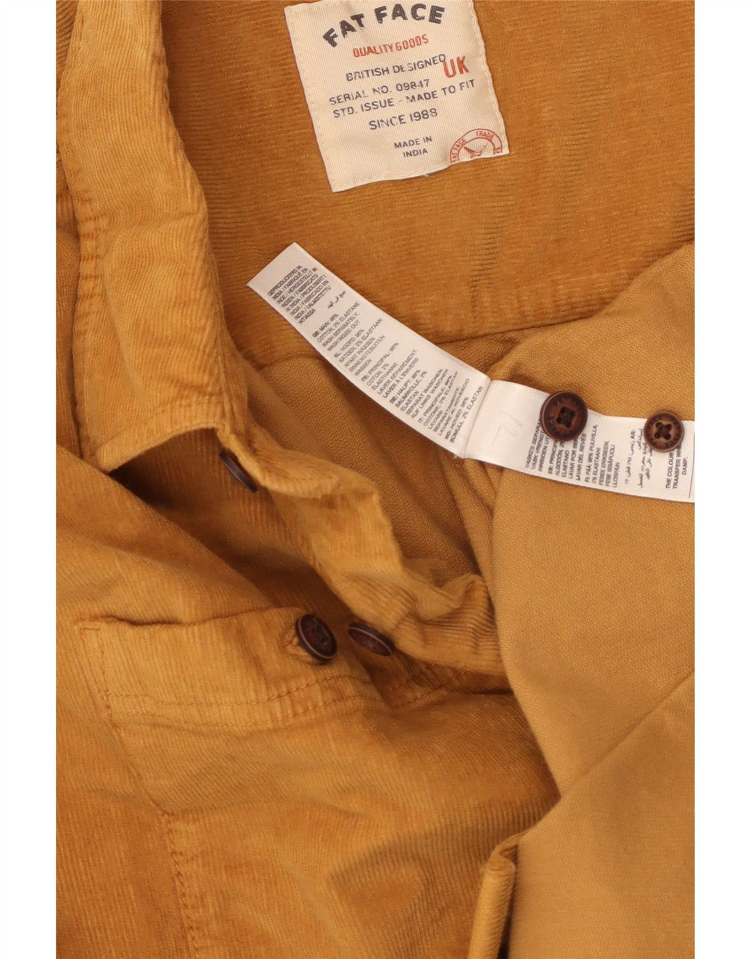 FAT FACE Muška košulja od samta Velika bež pamuk