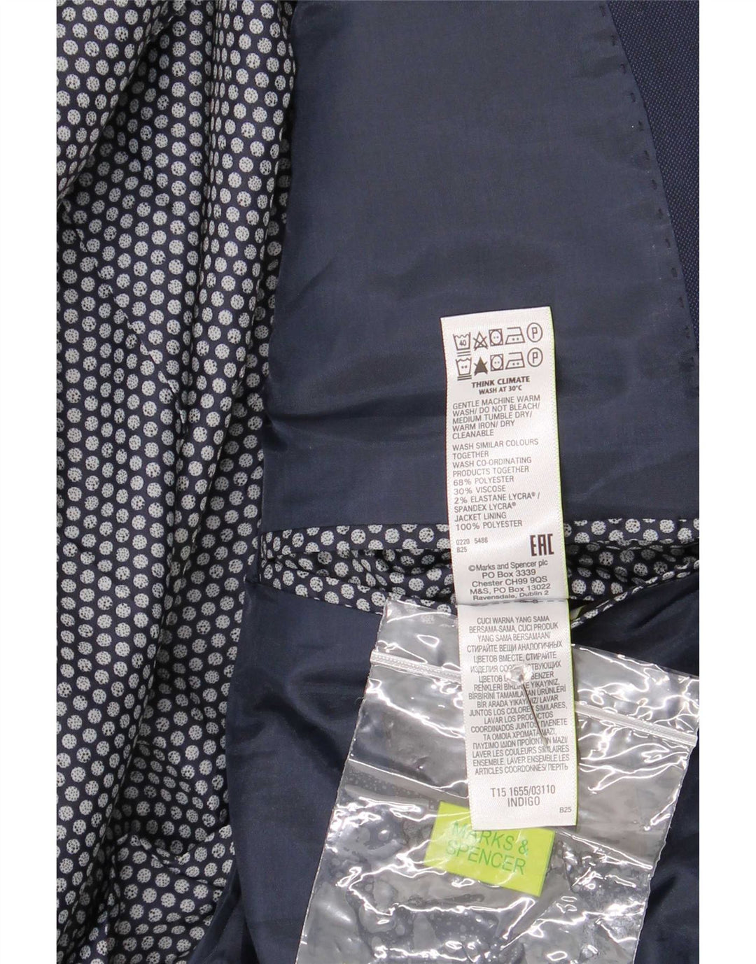 Marks & Spencer muška jakna sa 2 gumba UK 42 veliki tamnoplavi poliester