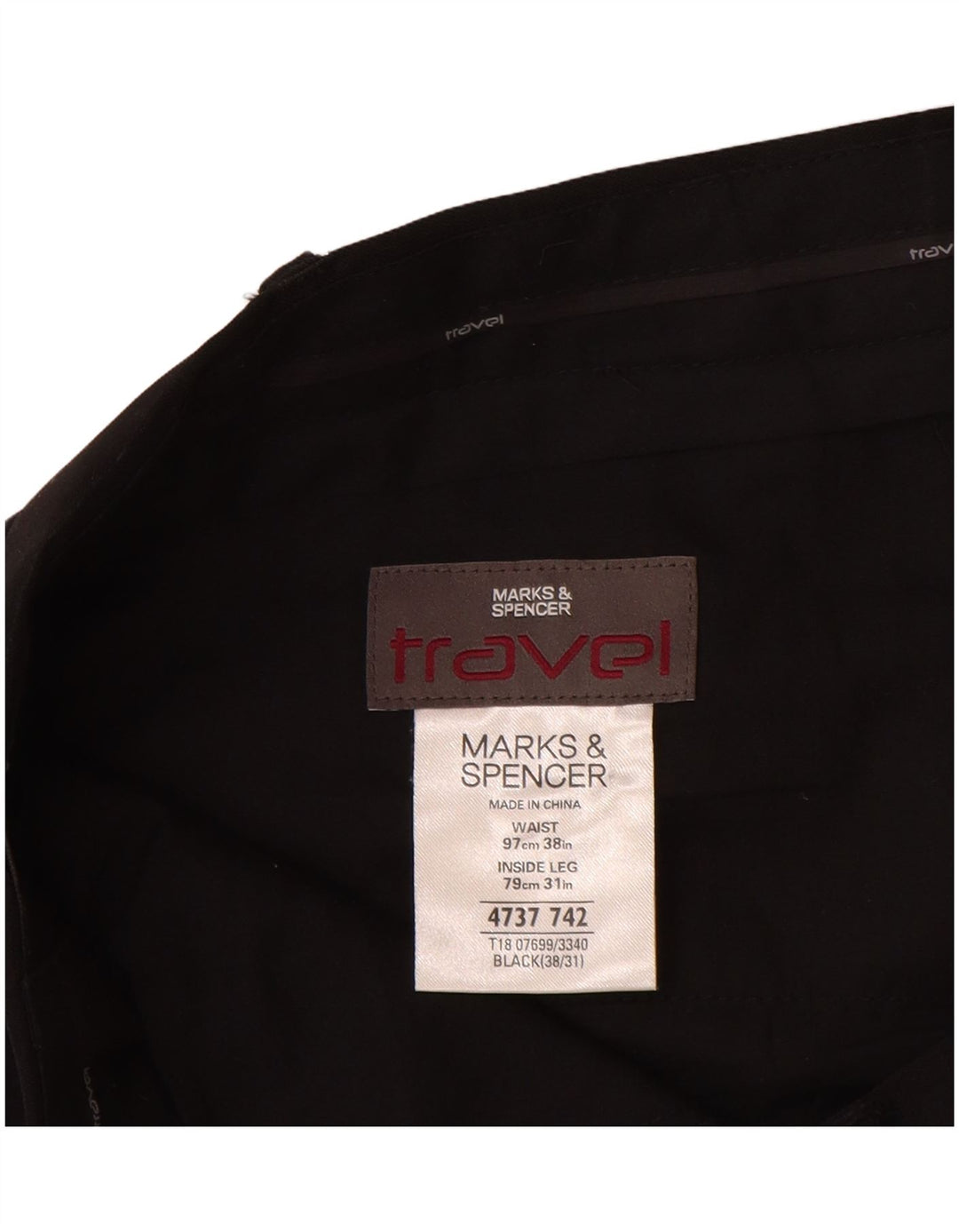 Marks & Spencer muške ravne chino hlače W38 L31 crni poliester