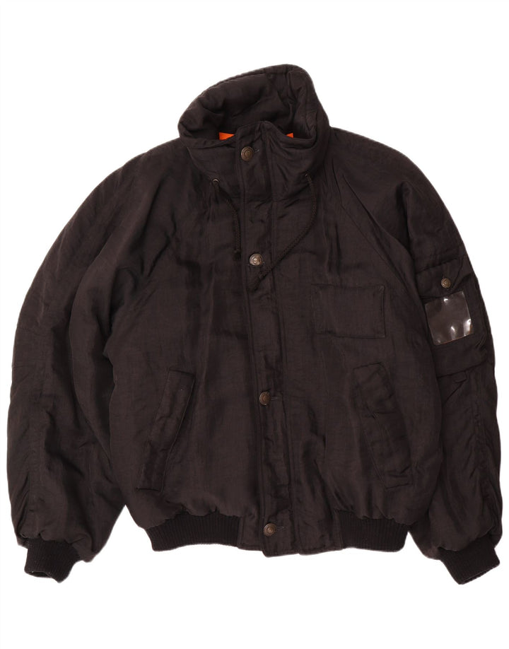 Vintage muška široka podstavljena jakna UK 38 srednje crna