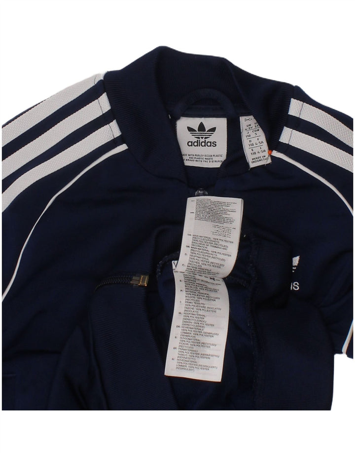 Gornja jakna od trenirke Adidas za dječake 4-5 godina tamnoplavi poliester