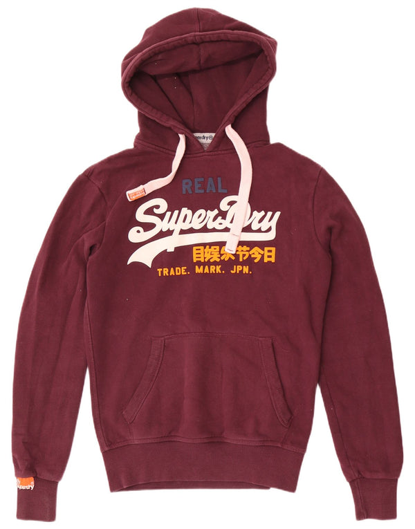 Superdry muška majica s kapuljačom s kapuljačom Mala bordo pamučna retro boja