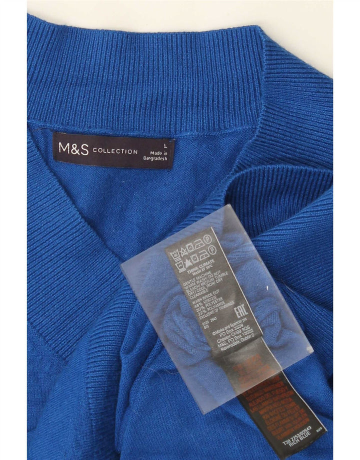 Marks & Spencer ženski veliki džemper s V-izrezom UK 16 Large Blue