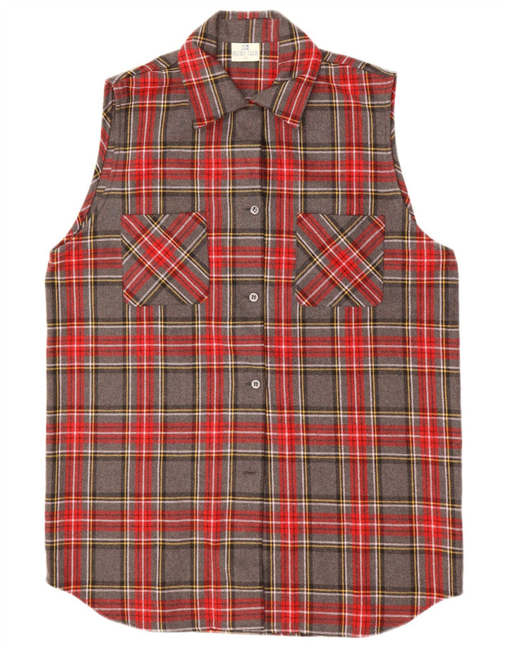 BLUES CLUB Womens Strapless Flannel Shirt EU 44 XL Grey Check Polyester