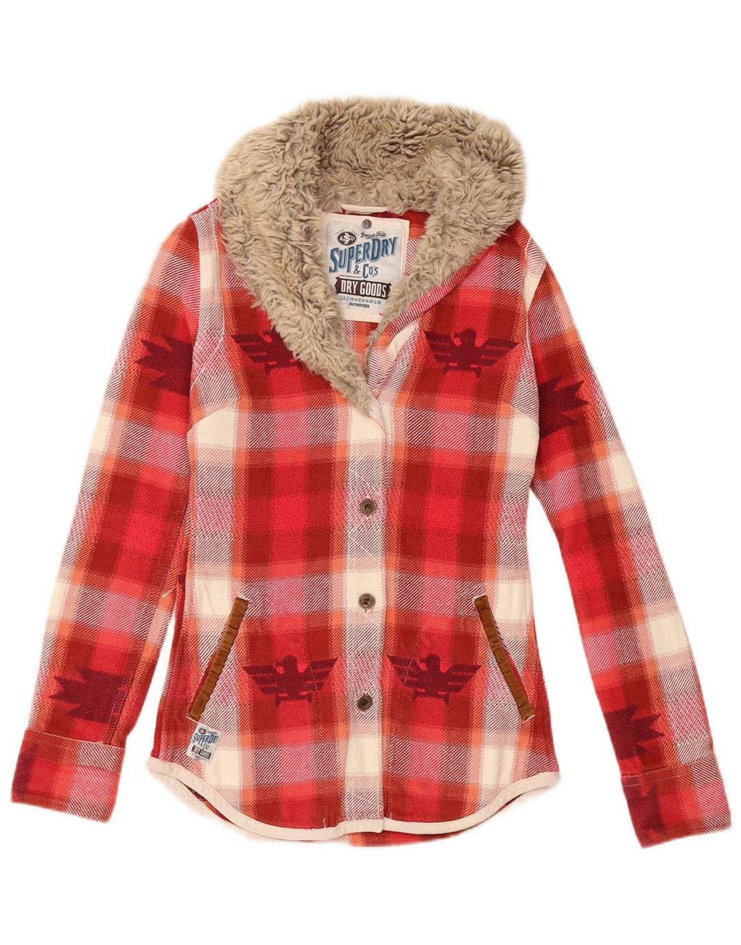 SUPERDRY ženska flanelska košulja UK 6 XS crveno karirani pamuk