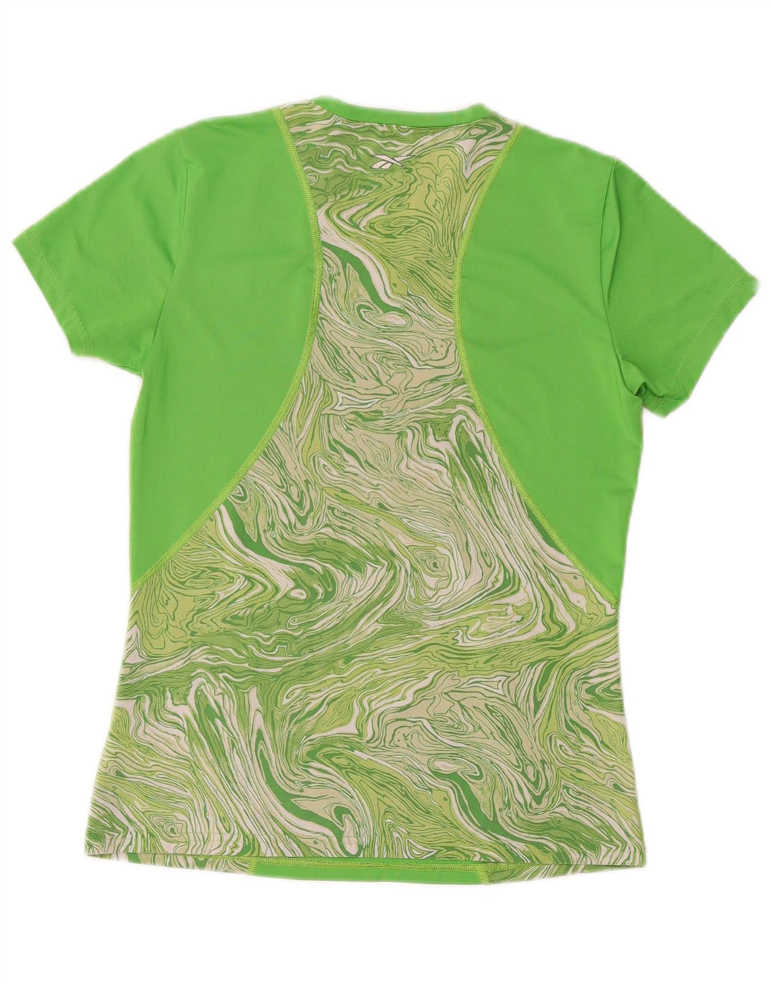 REEBOK Womens T-Shirt Top UK 10 Small Green Tie Dye Polyester